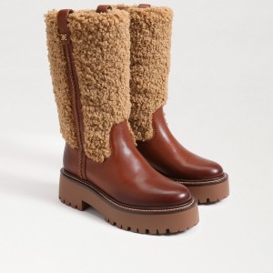 Botas Sam Edelman Elfie Shearling Plataforma Mujer Acorn Brown/Ginger Bread | QESWA96458