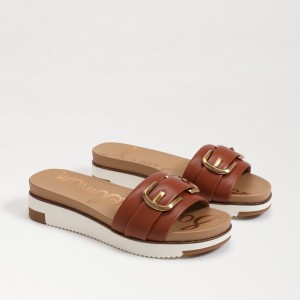 Sandalias Sam Edelman Amelia Chanclas Mujer Rich Cognac | UESTG37751