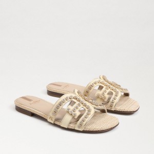 Sandalias Sam Edelman Bay Fleur Chanclas Mujer Bleached Wheat | ESEGJ20296