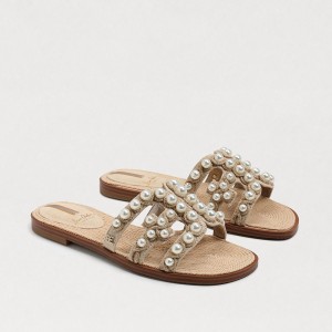 Sandalias Sam Edelman Bay Pearl Chanclas Mujer Summer Sand Linen | ESDYB39305