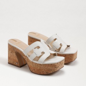 Sandalias Sam Edelman Dev Plataforma Mujer Blancas | ESNZX88584