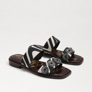 Sandalias Sam Edelman Hera Chanclas Mujer Black/Natural Zebra | ESQCS22358