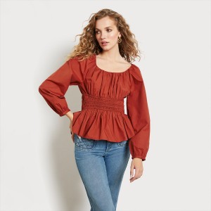 Tops Sam Edelman Long Sleeve Cilian Accessories Gingerbread | GESEC13479