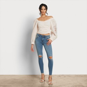 Tops Sam Edelman Stevie Ruch Long Sleeve Accessories Gardenia | SESVO15422