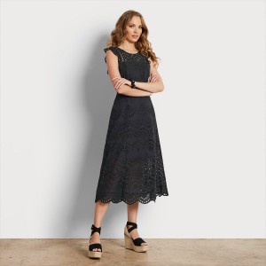 Vestido Sam Edelman Eyelet Midi Accessories Negras | ESNZX76054