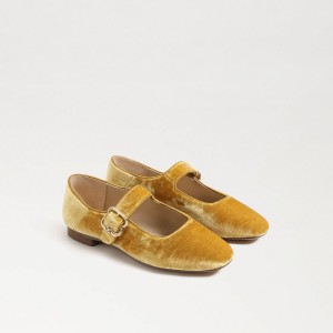 Zapatos Planos Sam Edelman Michaela Mary Jane Niña Saffron Velvet | BESSO43075