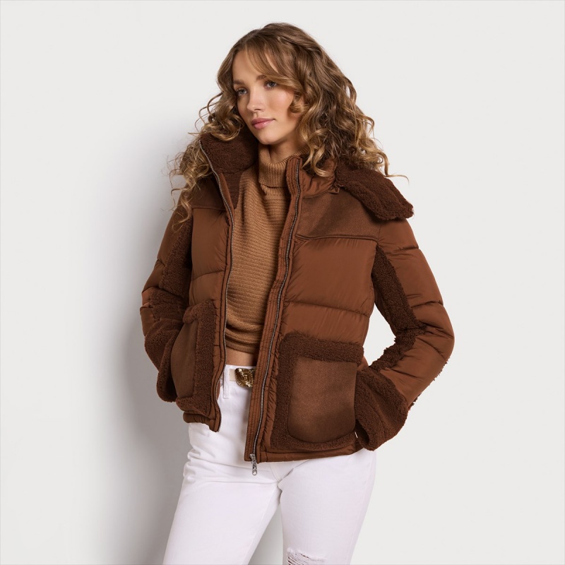 Abrigos Sam Edelman Corta Encapuchado Puffer Accessories Maple | FESHY74598