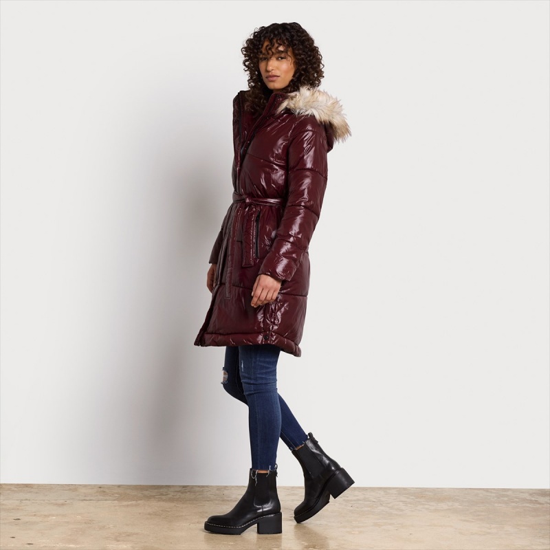 Abrigos Sam Edelman Long Puffer Accessories Bordeaux | ESJKU39116