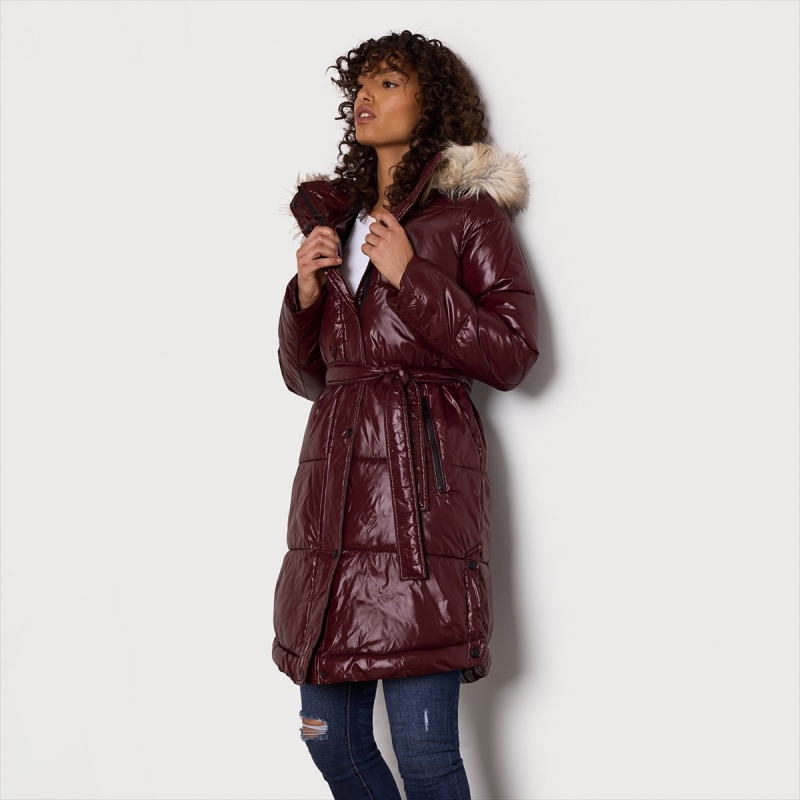 Abrigos Sam Edelman Long Puffer Accessories Bordeaux | ESJKU39116