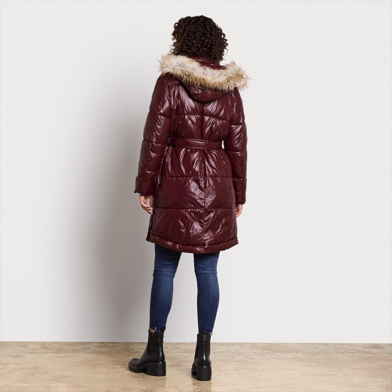 Abrigos Sam Edelman Long Puffer Accessories Bordeaux | ESJKU39116