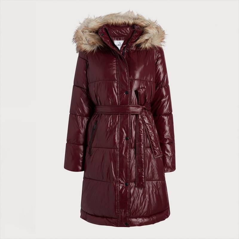 Abrigos Sam Edelman Long Puffer Accessories Bordeaux | ESJKU39116