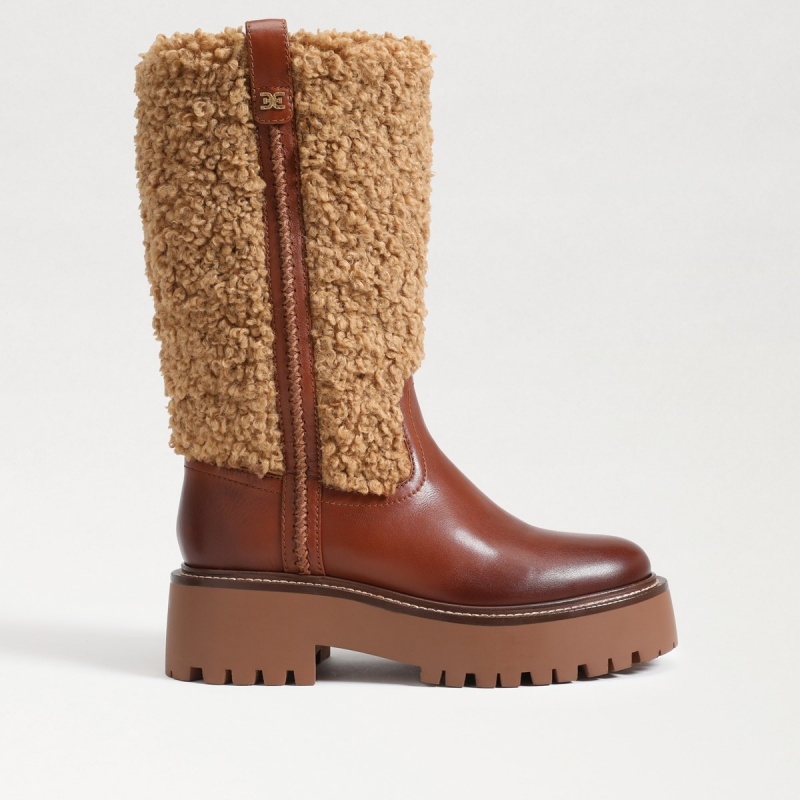 Botas Sam Edelman Elfie Shearling Plataforma Mujer Acorn Brown/Ginger Bread | QESWA96458