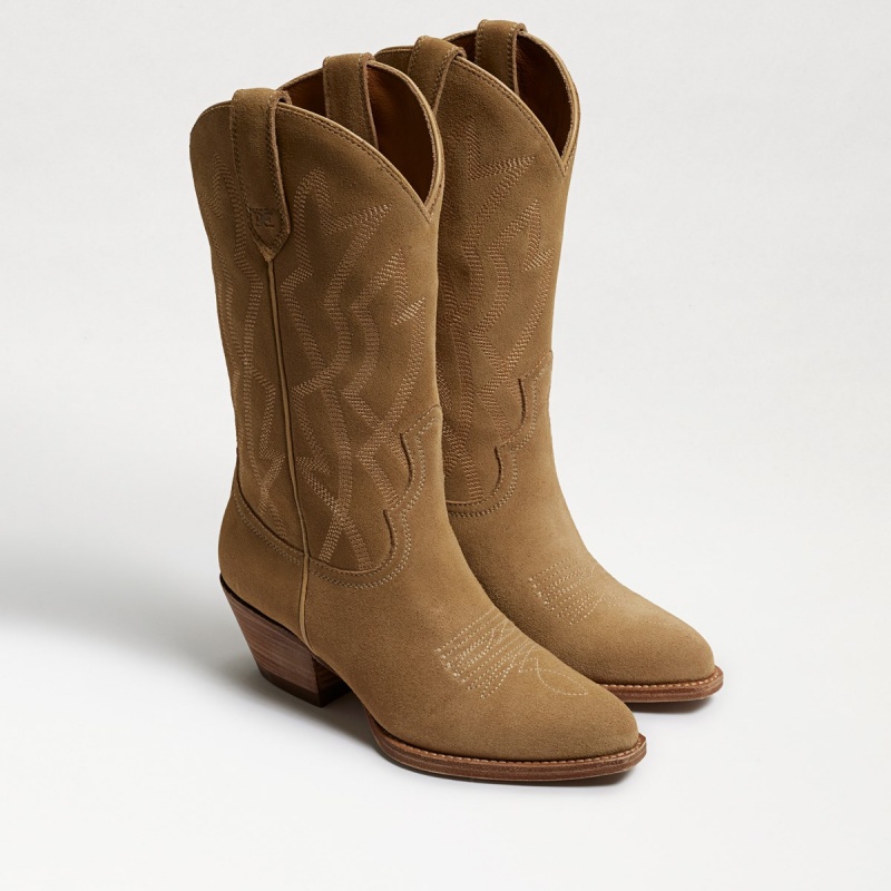 Botas Sam Edelman Fuller Western Mujer Sand Suede | BESSD89836