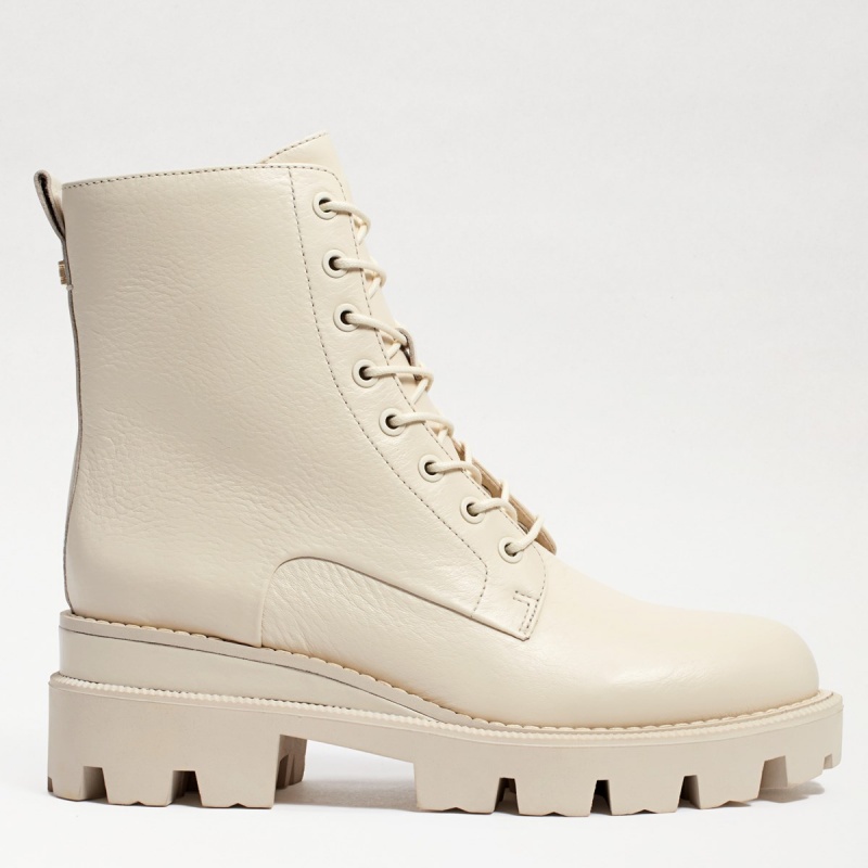 Botas Sam Edelman Garret Plataforma Combat Mujer Modern Ivory Leather | GESUC90941