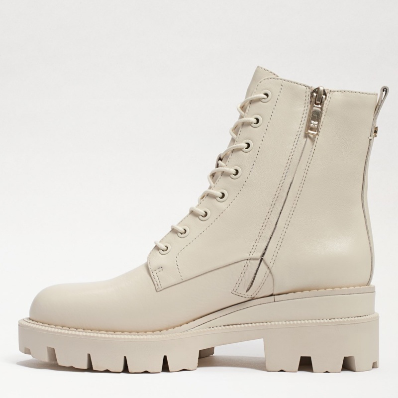 Botas Sam Edelman Garret Plataforma Combat Mujer Modern Ivory Leather | GESUC90941