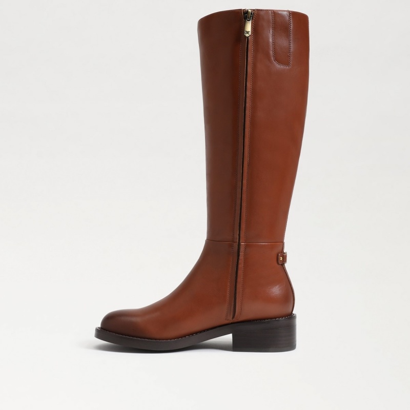 Botas Sam Edelman Mable Cuero Equitación Mujer Rich Cognac Leather | PESER95412