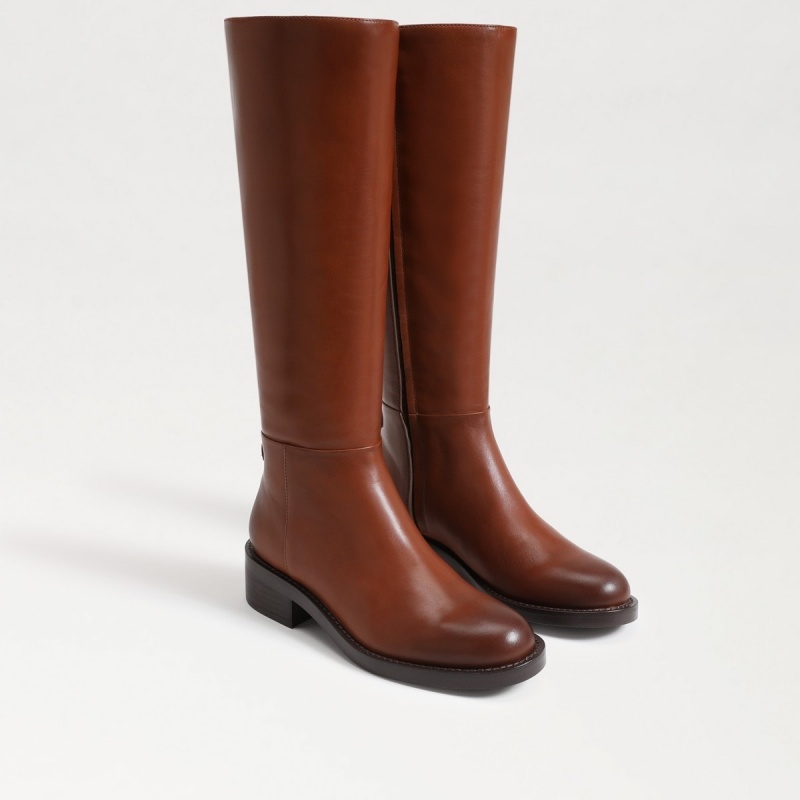 Botas Sam Edelman Mable Cuero Equitación Mujer Rich Cognac Leather | PESER95412