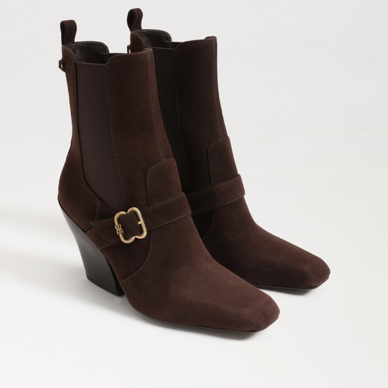 Botas Sam Edelman Suzette Hebilla Western Mujer Chocolate | ESJKU57714