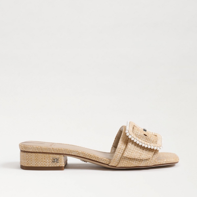 Mulas Sam Edelman Deacon Beaded Mujer Bleached Beechwood | QESWA22266