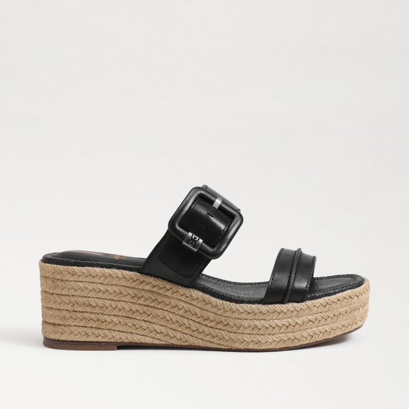 Sandalias Cuña Sam Edelman Carson Alpargata Mujer Negras | XESBH20611