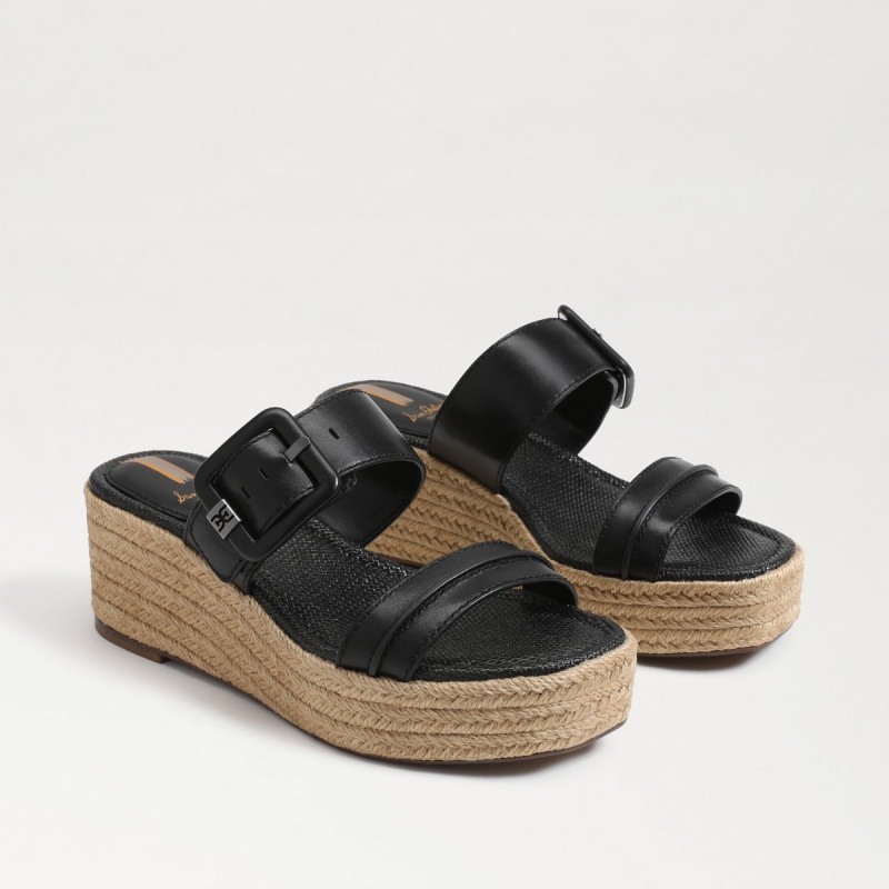 Sandalias Cuña Sam Edelman Carson Alpargata Mujer Negras | XESBH20611