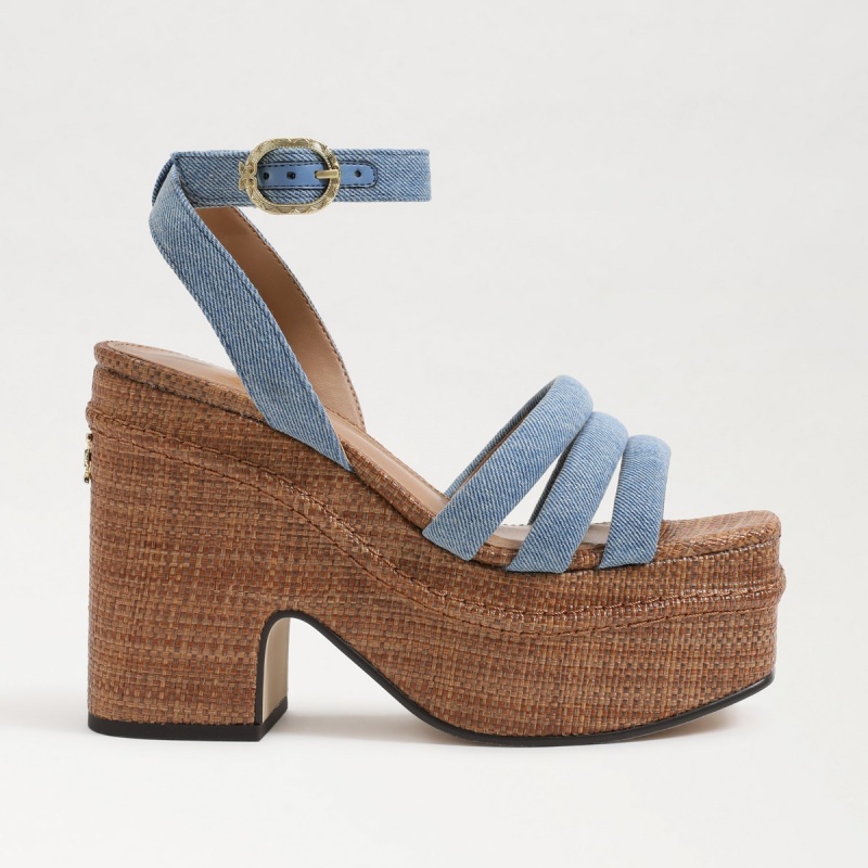 Sandalias Cuña Sam Edelman Tibby Plataforma Mujer Azules | ESXMI93716