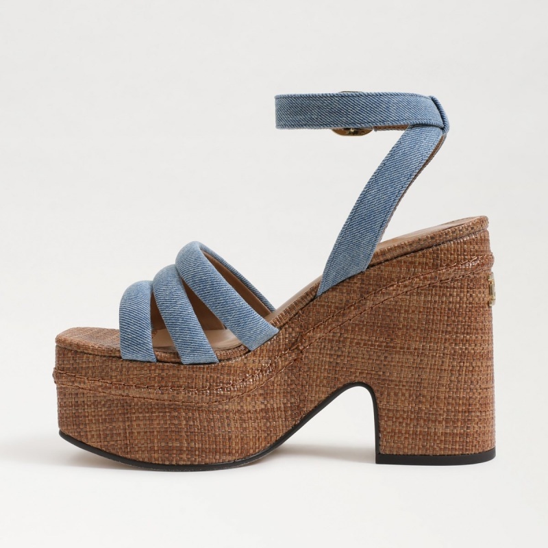 Sandalias Cuña Sam Edelman Tibby Plataforma Mujer Azules | ESXMI93716