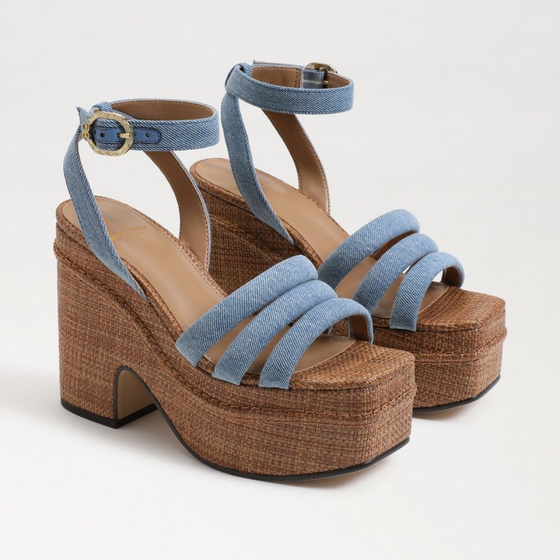 Sandalias Cuña Sam Edelman Tibby Plataforma Mujer Azules | ESXMI93716