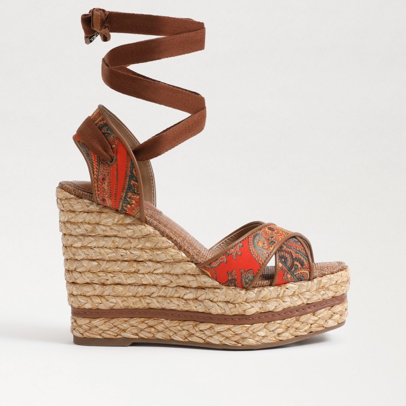 Sandalias Cuña Sam Edelman Vaughn Alpargata Mujer Naranjas | SESVO12216