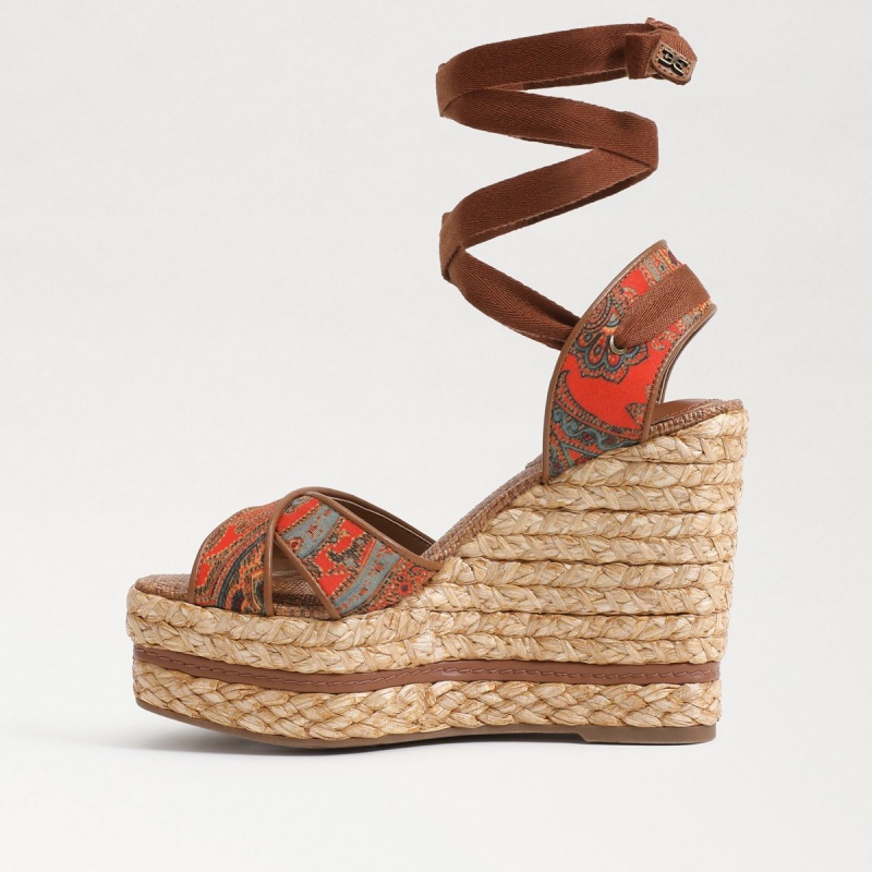 Sandalias Cuña Sam Edelman Vaughn Alpargata Mujer Naranjas | SESVO12216