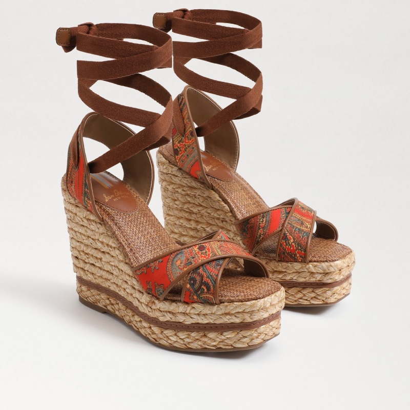 Sandalias Cuña Sam Edelman Vaughn Alpargata Mujer Naranjas | SESVO12216