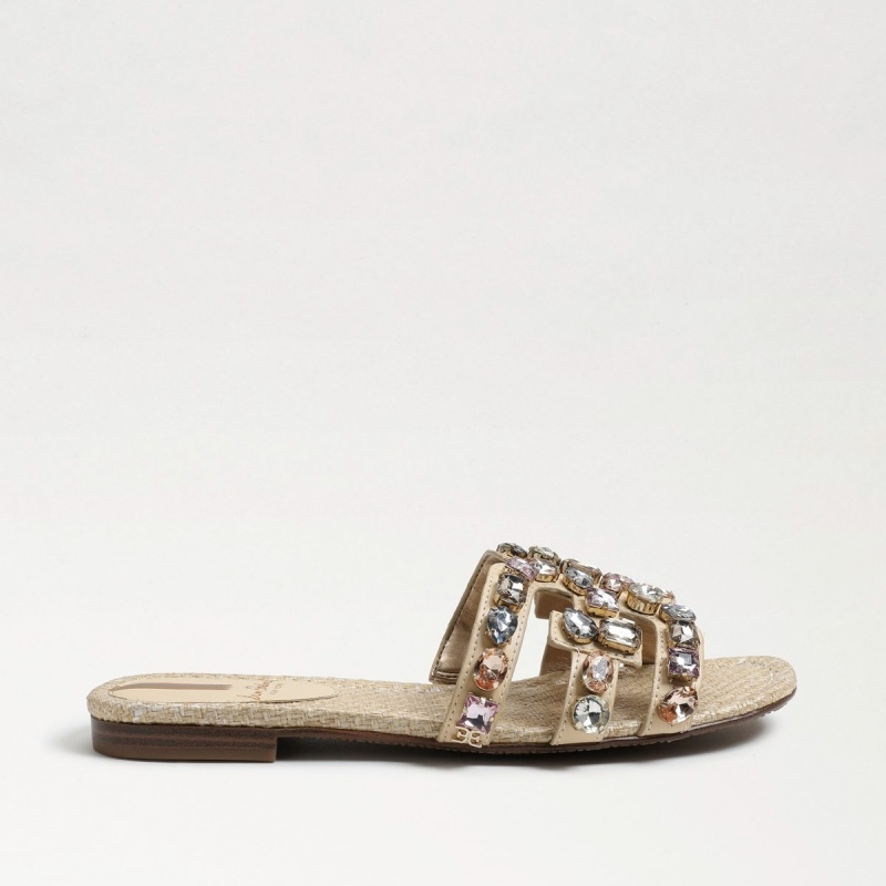 Sandalias Sam Edelman Bay 16 Chanclas Mujer Eggshell Leather | ESCVG69514