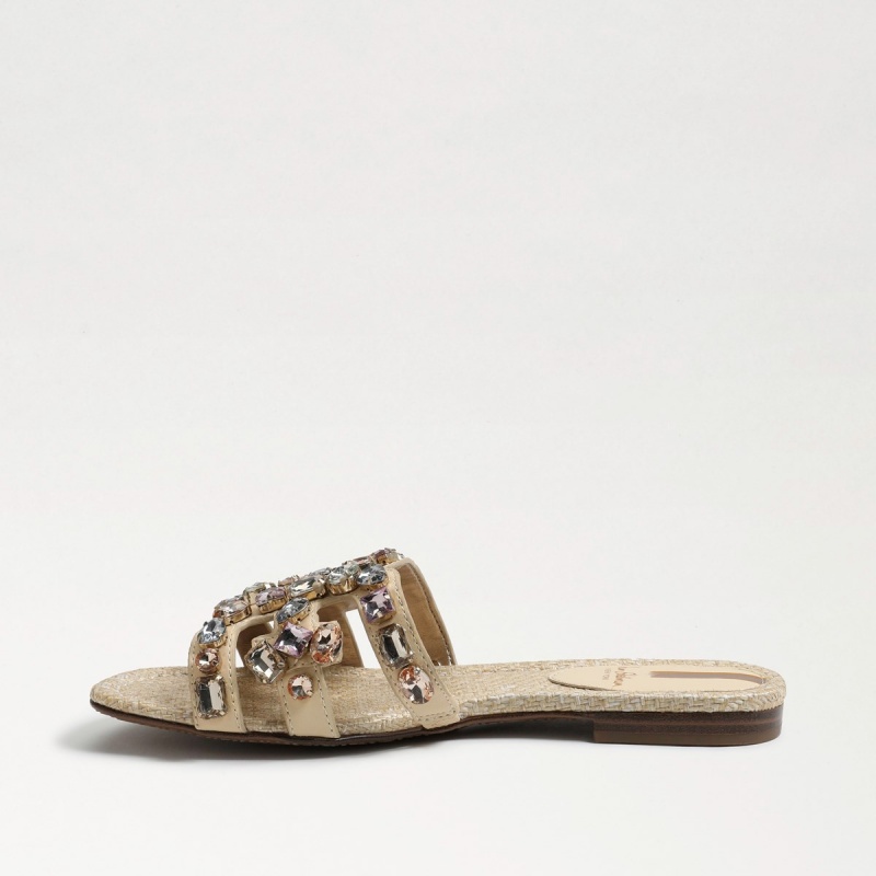 Sandalias Sam Edelman Bay 16 Chanclas Mujer Eggshell Leather | ESCVG69514