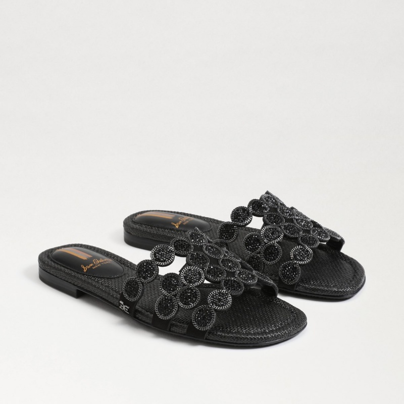 Sandalias Sam Edelman Bay Marche Chanclas Mujer Negras | LESTR26006