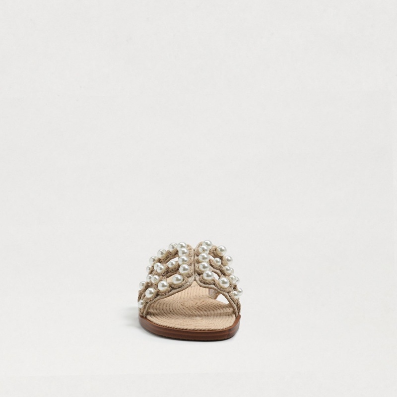 Sandalias Sam Edelman Bay Pearl Chanclas Mujer Summer Sand Linen | ESDYB39305