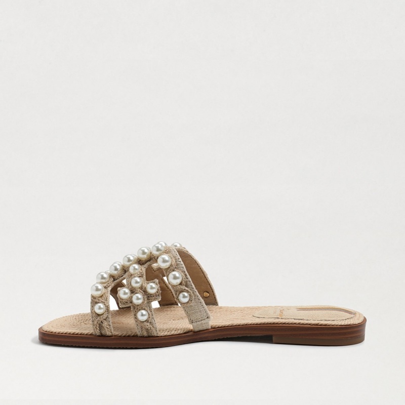 Sandalias Sam Edelman Bay Pearl Chanclas Mujer Summer Sand Linen | ESDYB39305