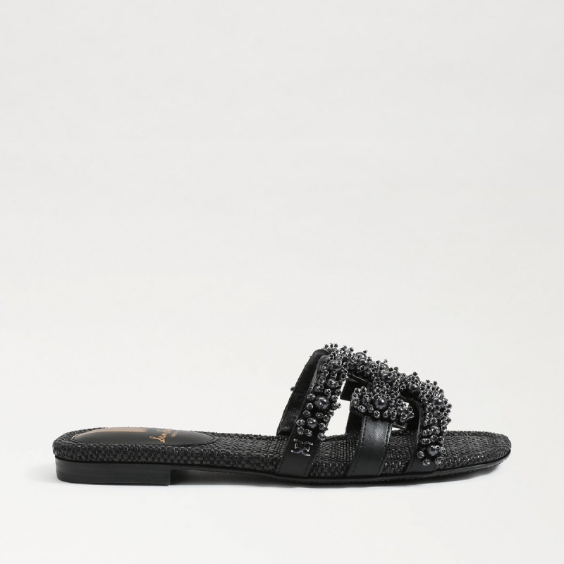 Sandalias Sam Edelman Bay Perla Chanclas Mujer Negras | ZESMJ57856