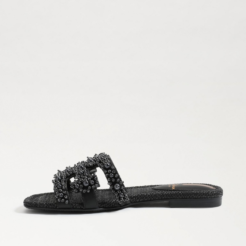 Sandalias Sam Edelman Bay Perla Chanclas Mujer Negras | ZESMJ57856