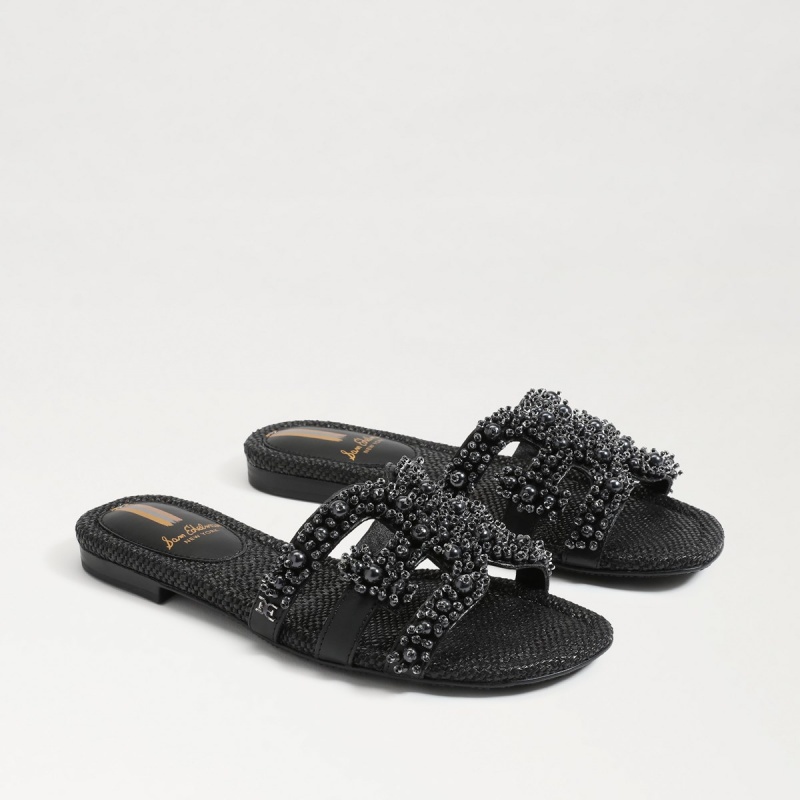 Sandalias Sam Edelman Bay Perla Chanclas Mujer Negras | ZESMJ57856