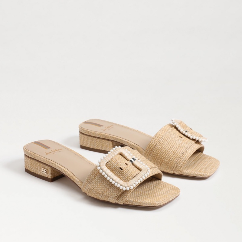 Sandalias Sam Edelman Deacon Beaded Chanclas Mujer Bleached Beechwood | UESTG58899