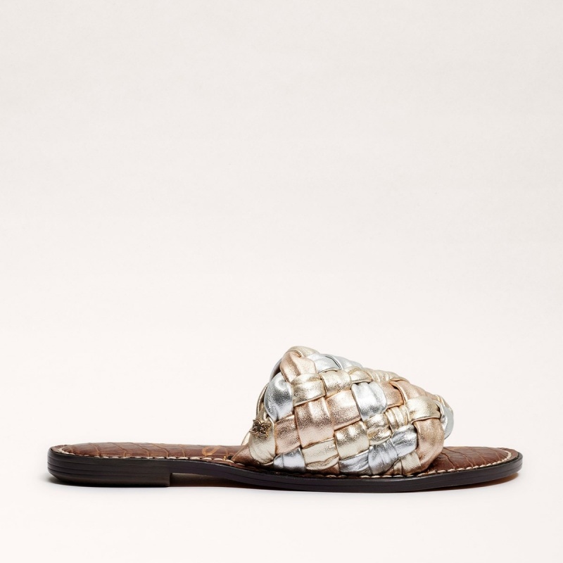 Sandalias Sam Edelman Griffin Woven Chanclas Mujer Doradas Rosas | ZESMJ71362