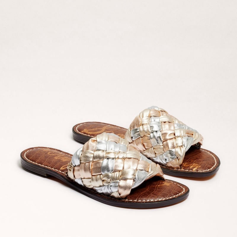 Sandalias Sam Edelman Griffin Woven Chanclas Mujer Doradas Rosas | ZESMJ71362