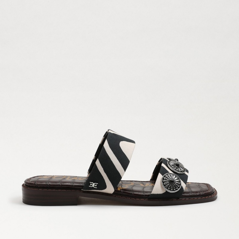 Sandalias Sam Edelman Hera Chanclas Mujer Black/Natural Zebra | ESQCS22358