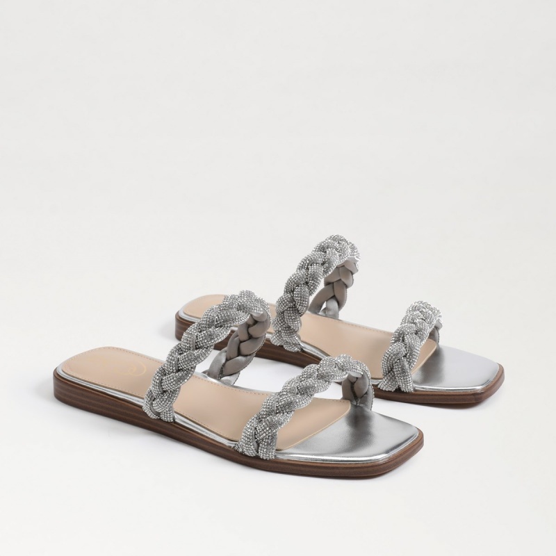 Sandalias Sam Edelman Inette Chanclas Mujer Plateadas | XESGW75176