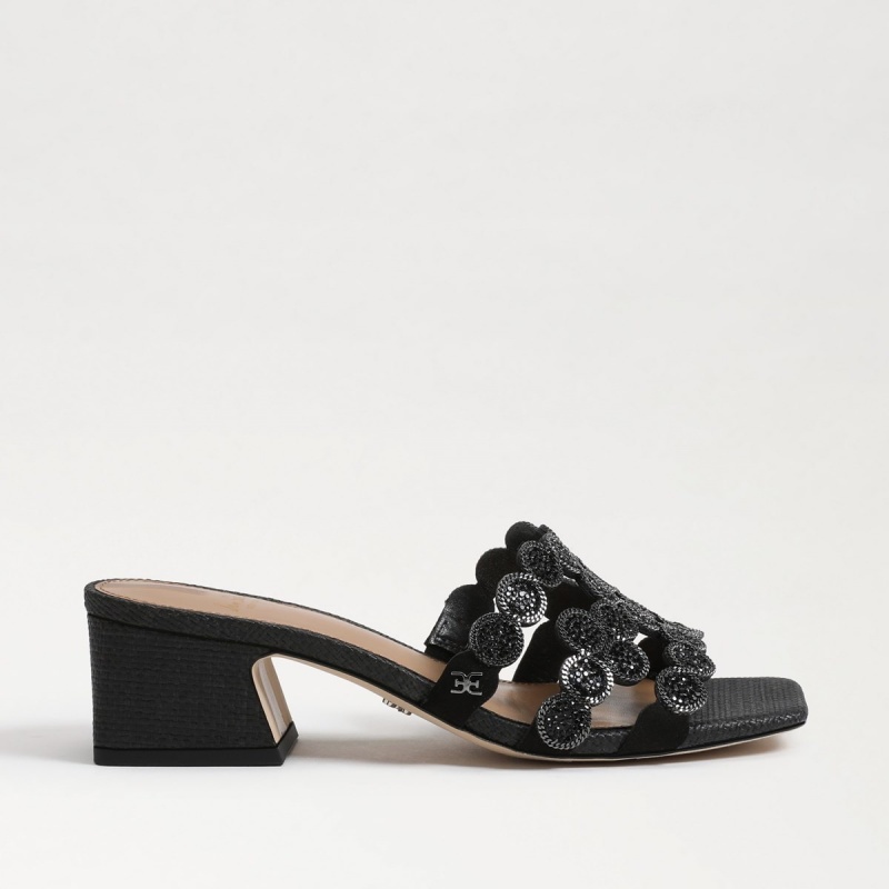 Sandalias Sam Edelman Invierno Chanclas Block Mujer Negras | MESFT59541