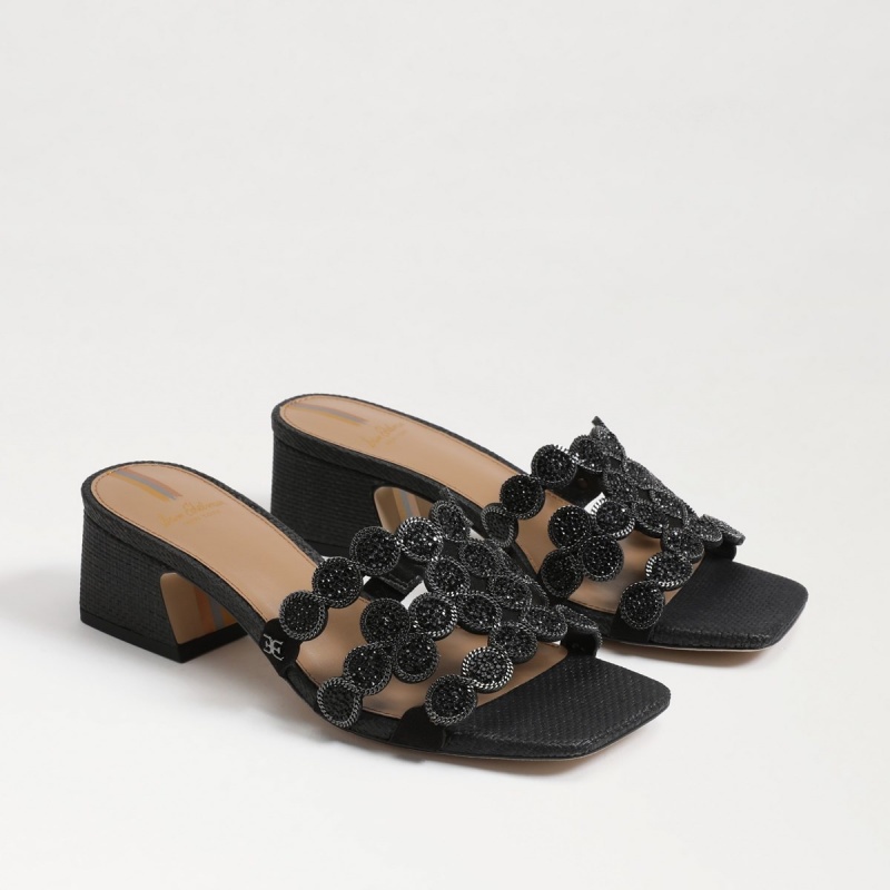 Sandalias Sam Edelman Invierno Chanclas Block Mujer Negras | MESFT59541