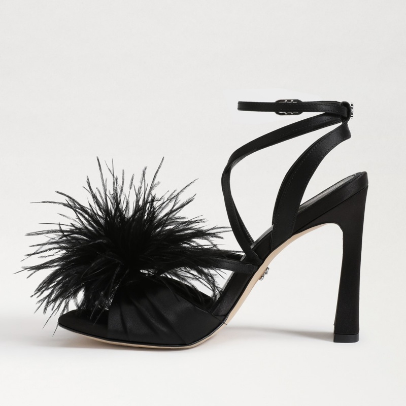 Sandalias Sam Edelman Layton Feather Tiras Mujer Negras | GESUC55429