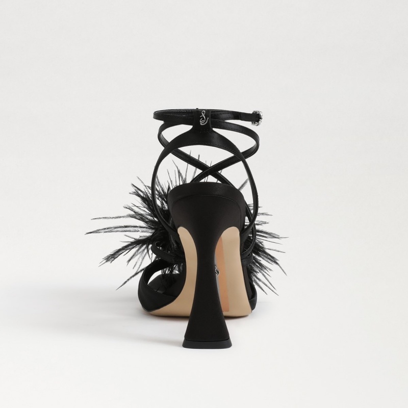 Sandalias Sam Edelman Layton Feather Tiras Mujer Negras | GESUC55429