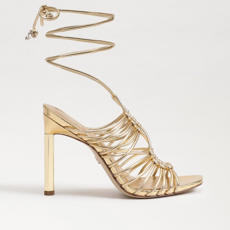 Sandalias Sam Edelman Lylah Encaje Up Stiletto Mujer Doradas | XESBH95145