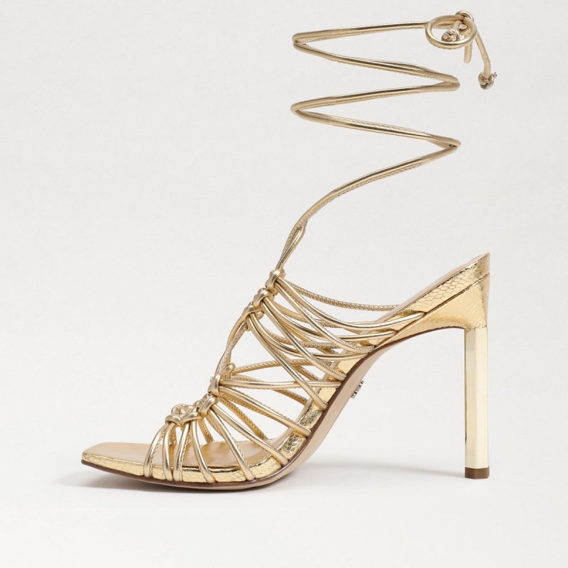 Sandalias Sam Edelman Lylah Encaje Up Stiletto Mujer Doradas | XESBH95145